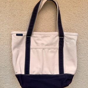 Lands' End Women's Tote Bag - Navy and White